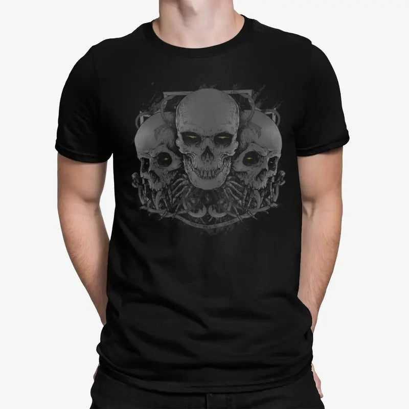 Demon Skulls Mens T-shirt Gothic Rock Skull Goth Skeleton Alternative Biker  sweater and hoodie