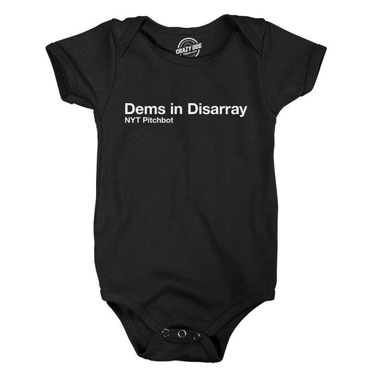 Dems In Disarray Baby Bodysuit Funny Novelty Jumper For Infants Funny Baby Onesies Sarcastic Onesie for Baby Novelty Onesie Black -