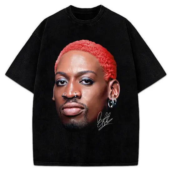 Dennis Red Hair flamboyant 90's Vintage Design Retro T-Shirt Graphic Tee Cotton Menswear Top Basketball