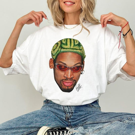 Dennis Rodman Zig Zag Green Hair 90's Vintage T Shirt, Vintage Lakers Bootleg Graphic Tee, Chicago Bulls Basketball Tshirt, Retro Nba Tee For Fans, Unisex T-Shirt, Gifts For Fans, Short Sleeve Tee Shirt
