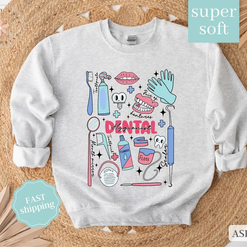 Dental Hygienist Sweatshirt, Gift for Dental Hygienist, Dental Crewneck