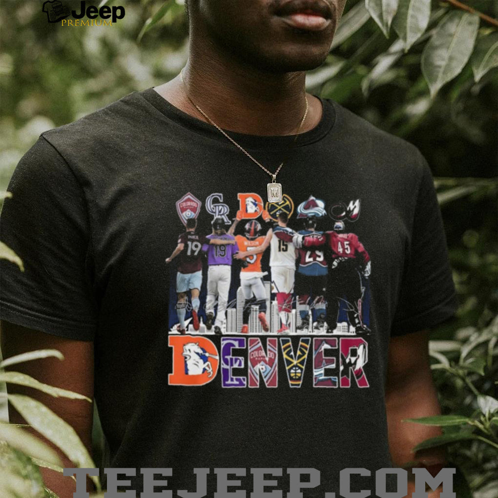 Denver City Sports Teams Together Combined Logo Skyline Players Retro Fan Souvenir Shirt