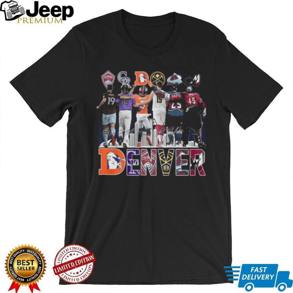 Denver City Sports Teams Together Combined Logo Skyline Players Retro Fan Souvenir Shirt