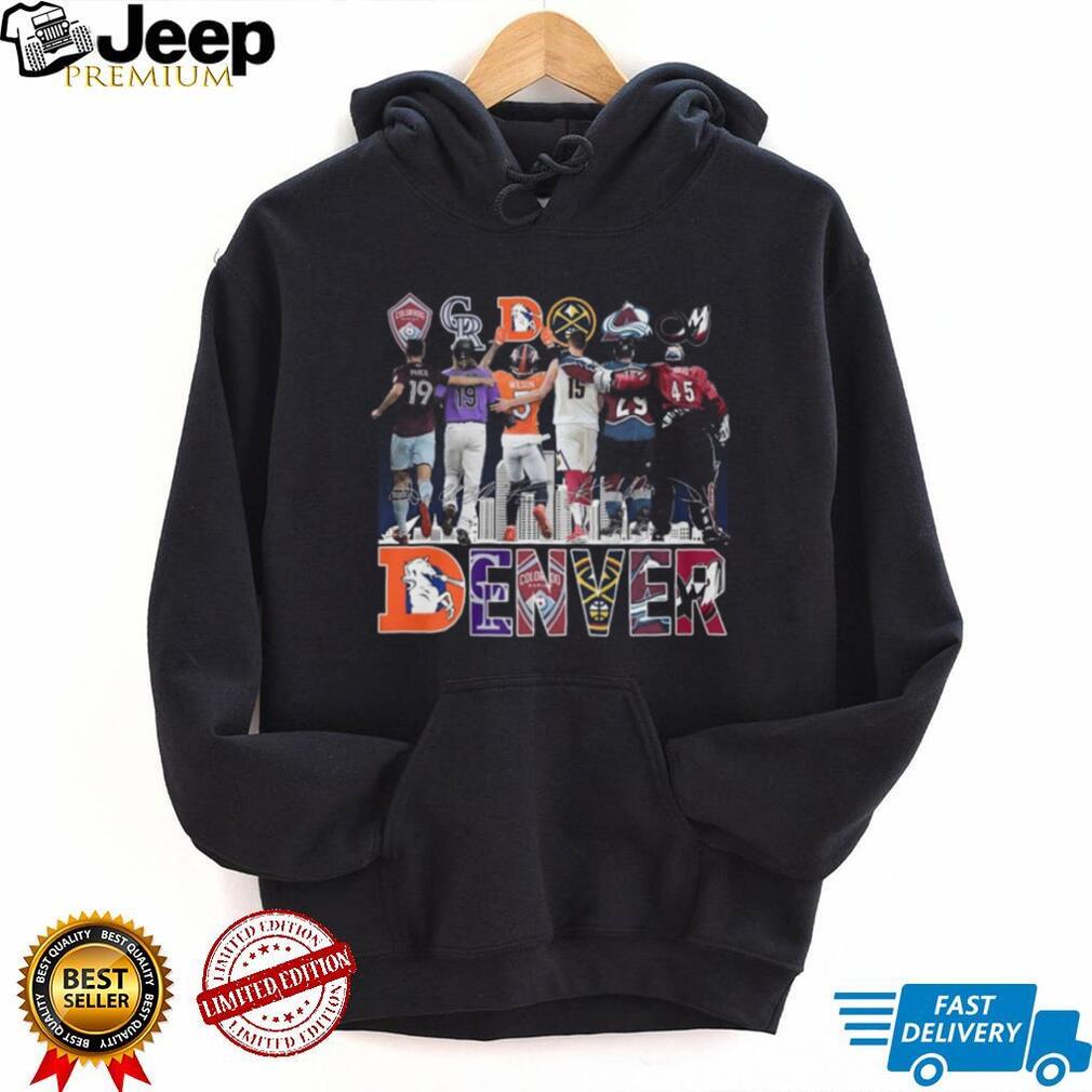Denver City Sports Teams Together Combined Logo Skyline Players Retro Fan Souvenir Shirt
