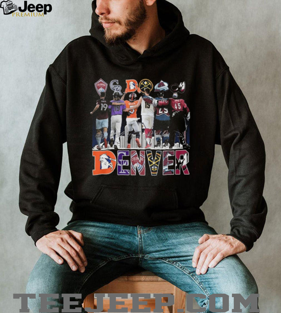 Denver City Sports Teams Together Combined Logo Skyline Players Retro Fan Souvenir Shirt
