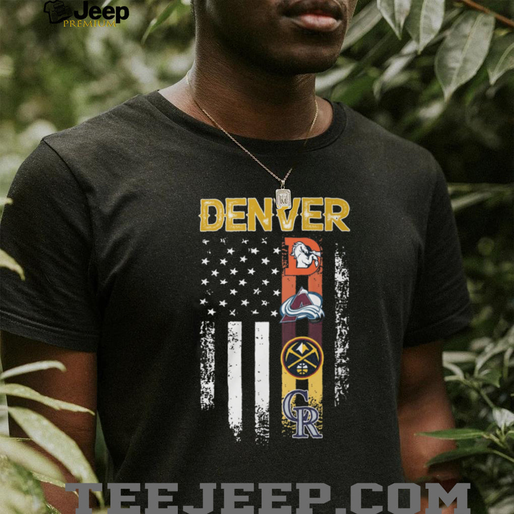 Denver Sports Teams American Flag Distressed T Shirt