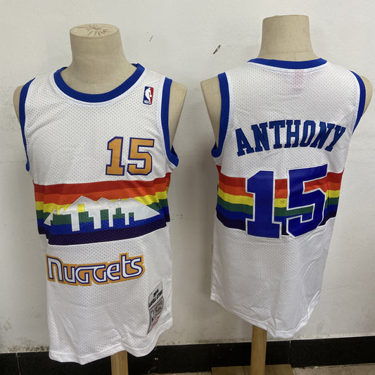 Denver Nuggets #15 Carmelo Anthon Nuggets 15 # Anthony White Premium Mesh Jersey Style 2