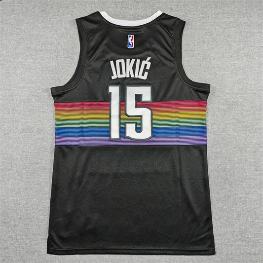 Denver Nuggets #15 Nikola Jokic 26 Nuggets 15 Black City Edition Style 1