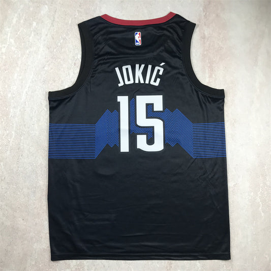 Denver Nuggets #15 Nikola Jokic Hot Press Nuggets 15 Black City S-XXL Style 1