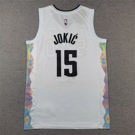 Denver Nuggets #15 Nikola Jokic Nuggets 15 White City Edition s-xxl Style 1