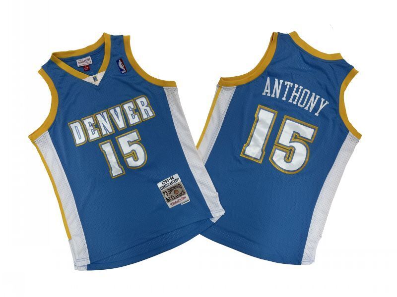 Denver Nuggets #15 Nikola Jokic Nuggets 15 # Light Blue 03-04 Season Mitchell Retro Mesh Jersey --. Anthony Style 2