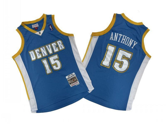 Denver Nuggets #15 Nikola Jokic Nuggets 15 # Light Blue 03-04 Season Mitchell Retro Mesh Jersey --. Anthony Style 2