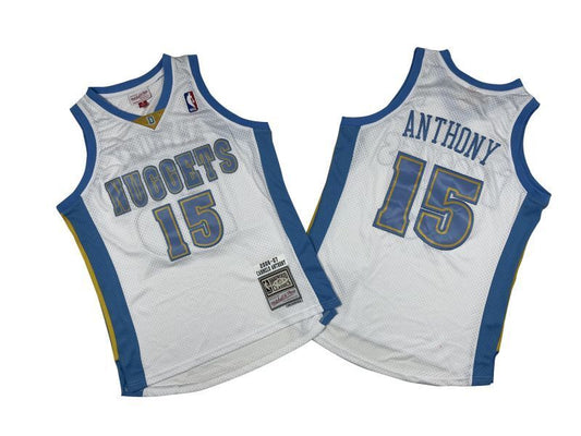 Denver Nuggets #15 Nikola Jokic Nuggets 15 # White 06-07 Season Mitchell Retro Mesh Jersey --. Anthony Style 1