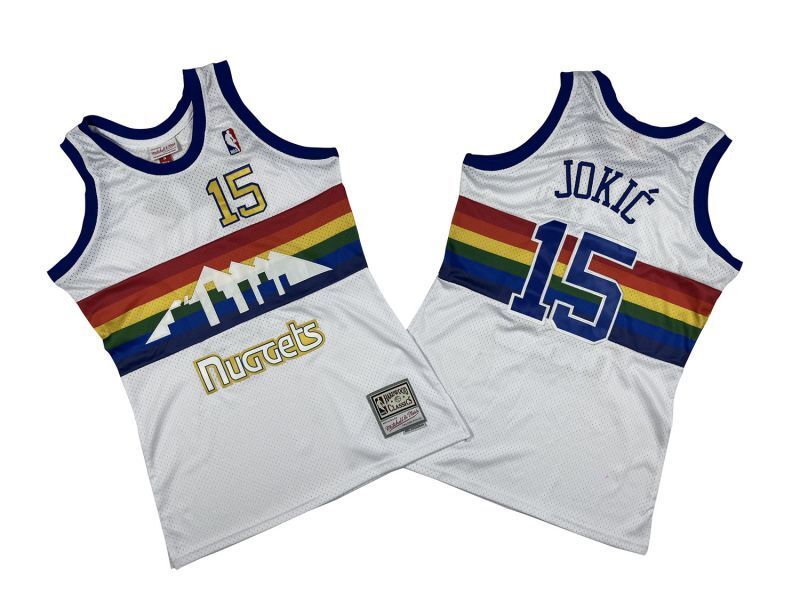 Denver Nuggets #15 Nikola Jokic Nuggets 15 # White Retro Jersey -- Nikola . Jokic Style 1