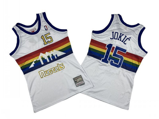 Denver Nuggets #15 Nikola Jokic Nuggets 15 # White Retro Jersey -- Nikola . Jokic Style 2