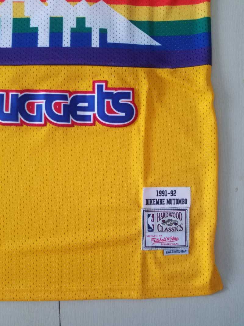 Denver Nuggets #55 Dikembe Mutombo Nuggets 55 Yellow s-xxl Style 1