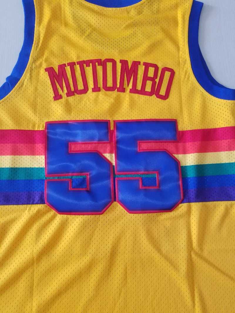 Denver Nuggets #55 Dikembe Mutombo Nuggets 55 Yellow s-xxl Style 2