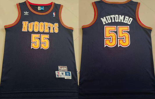 Denver Nuggets #55 Dikembe Mutombo Nuggets 55 # Navy Trefoil Retro Jersey Style 1
