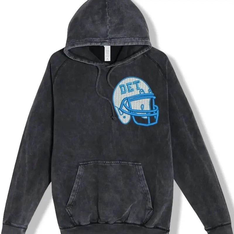 Detroit Football Oversized Embroidered Washed Hoodie for Men - Sweatshirts, unisex  Pullover Casual graphic hoodies Classic Cotton