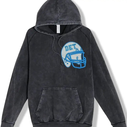Detroit Football Oversized Embroidered Washed Hoodie for Men - Sweatshirts, unisex  Pullover Casual graphic hoodies Classic Cotton
