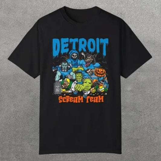 Detroit Football Vintage 90s Graphic Tee, Detroit Shirt Scream Team, Halloween Football Shirt, Vintage Sport Tee, Football Team, Retro American Football Bootleg Gift, Fan Gifts, Y2k Shirt, Unisex T-Shirt, Short Sleeve Shirt Top Menswear Womenswear