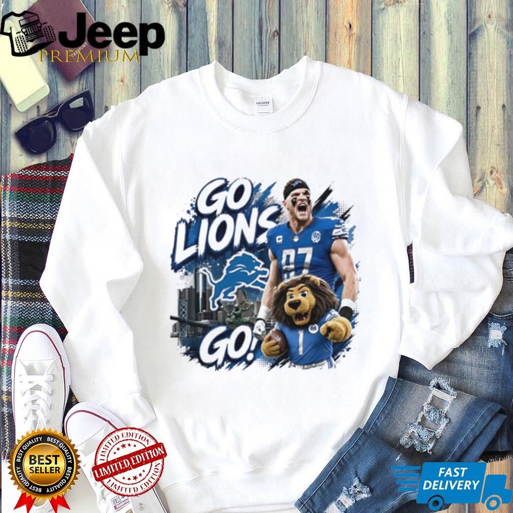 Detroit Lions go Lions go Aidan Hutchinson and mascot Roary shirt