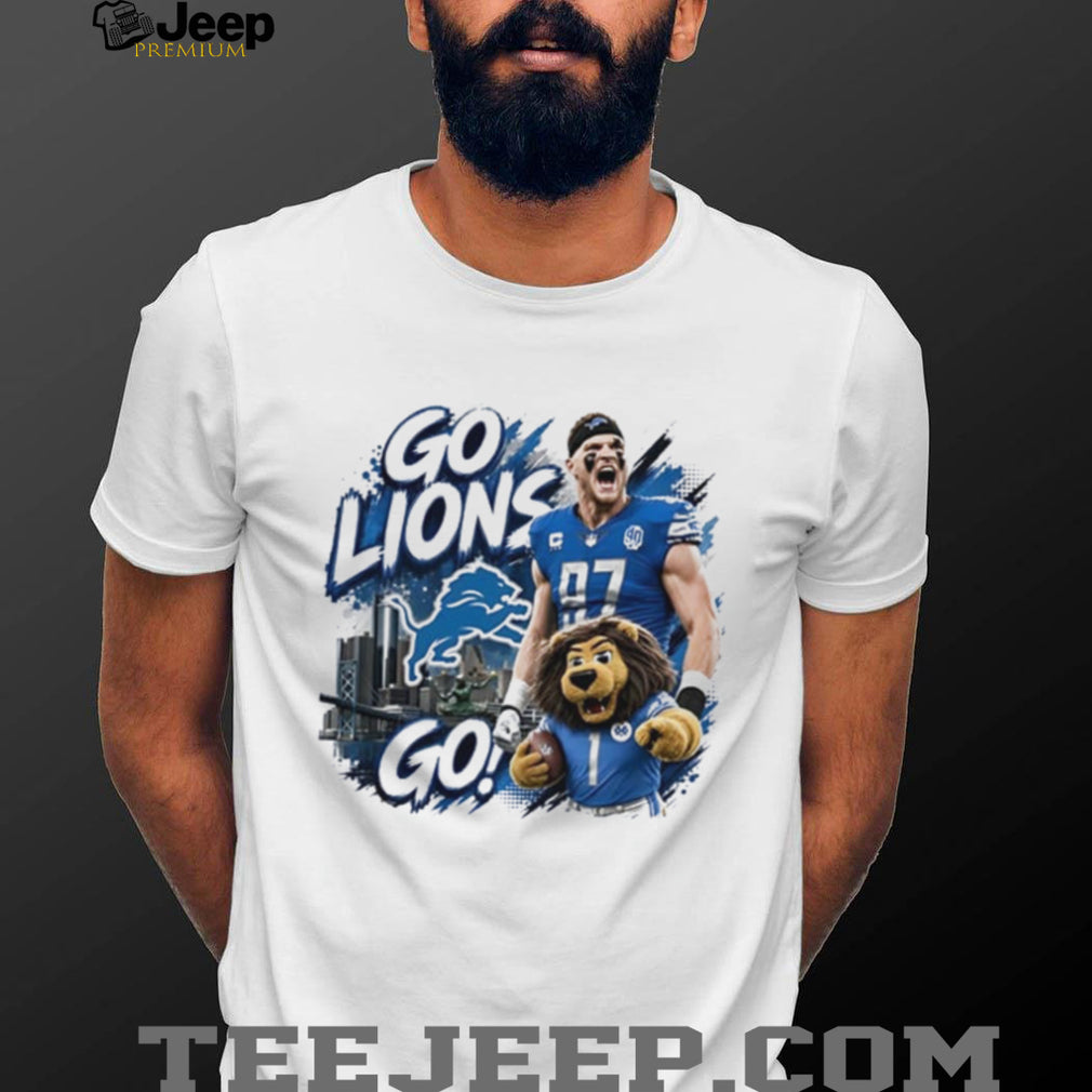 Detroit Lions go Lions go Aidan Hutchinson and mascot Roary shirt