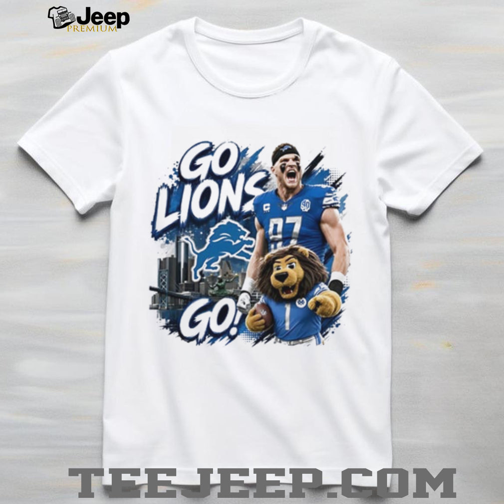 Detroit Lions go Lions go Aidan Hutchinson and mascot Roary shirt