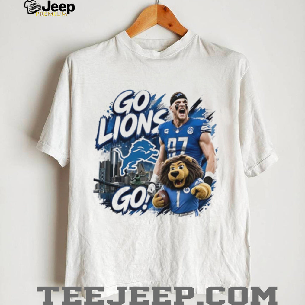 Detroit Lions go Lions go Aidan Hutchinson and mascot Roary shirt
