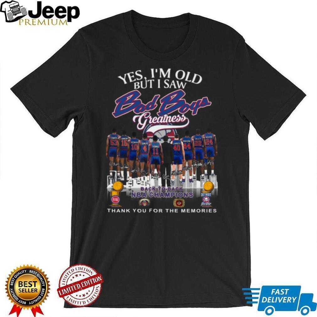 Detroit Pistons Bad Boys Greatness Back to Back NBA Champions Signatures T Shirt