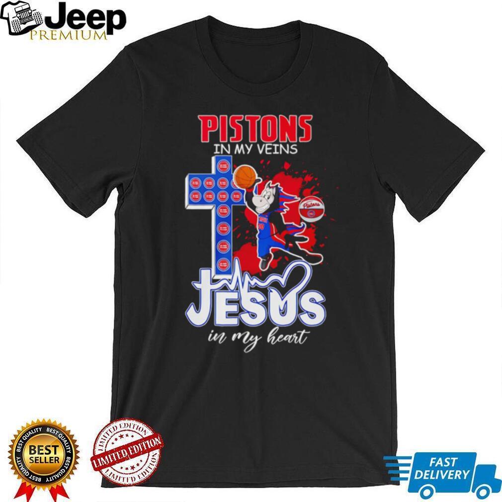 Detroit Pistons Basketball Hooper Mascot Cross Jesus In My Heart Fans Vintage Men T Shirt