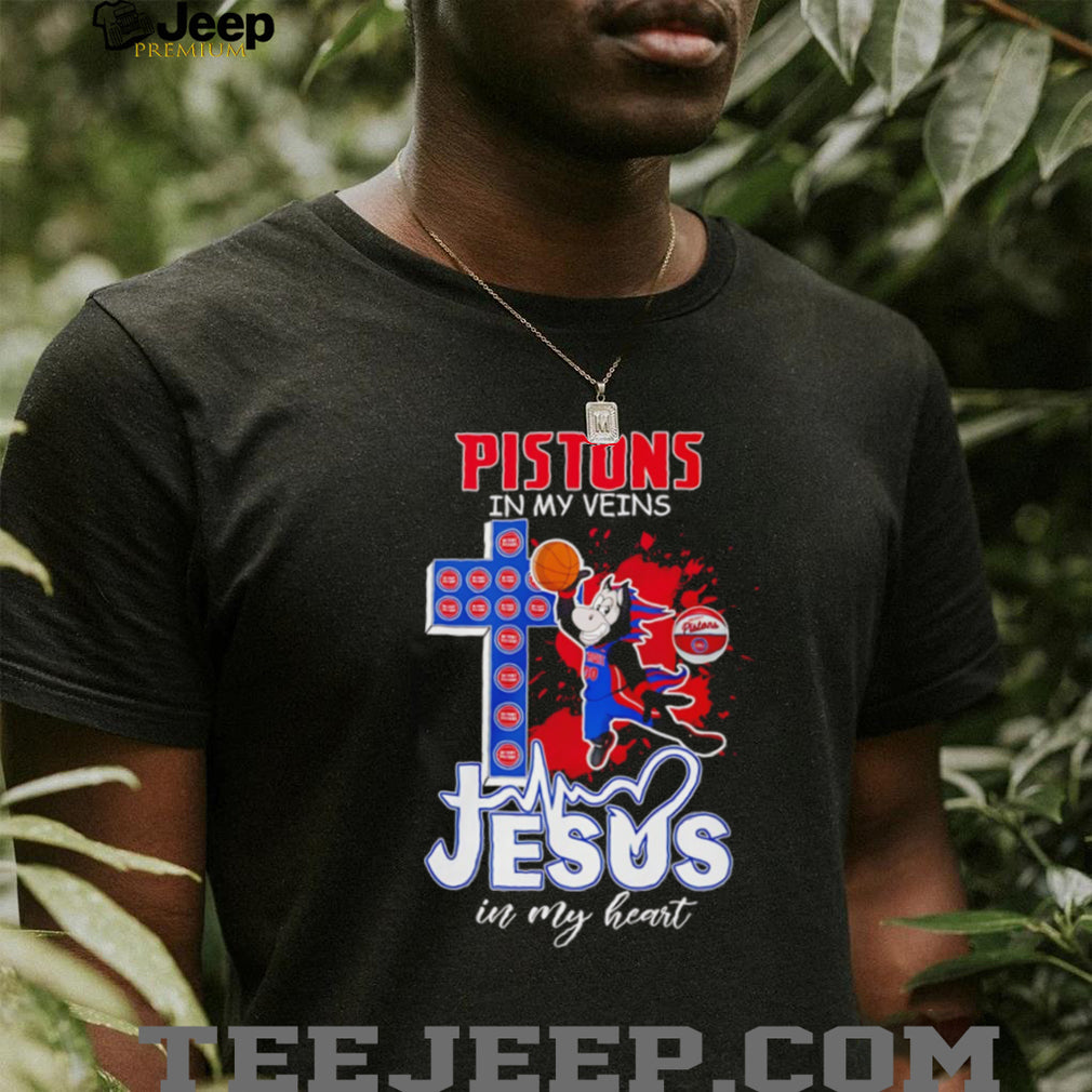 Detroit Pistons Basketball Hooper Mascot Cross Jesus In My Heart Fans Vintage Men T Shirt