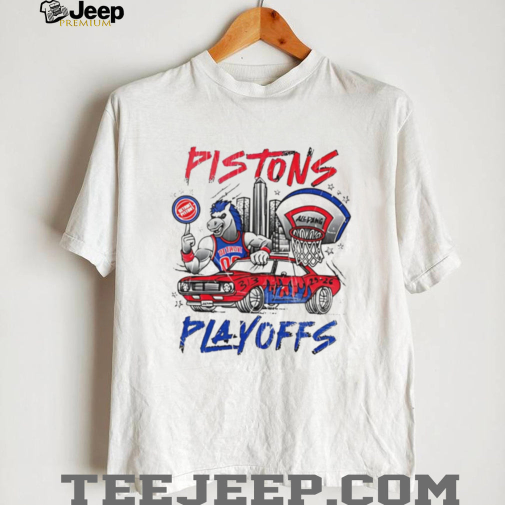 Detroit Pistons Mascot Hooper Muscle Car Playoffs Streetwear T Shirt