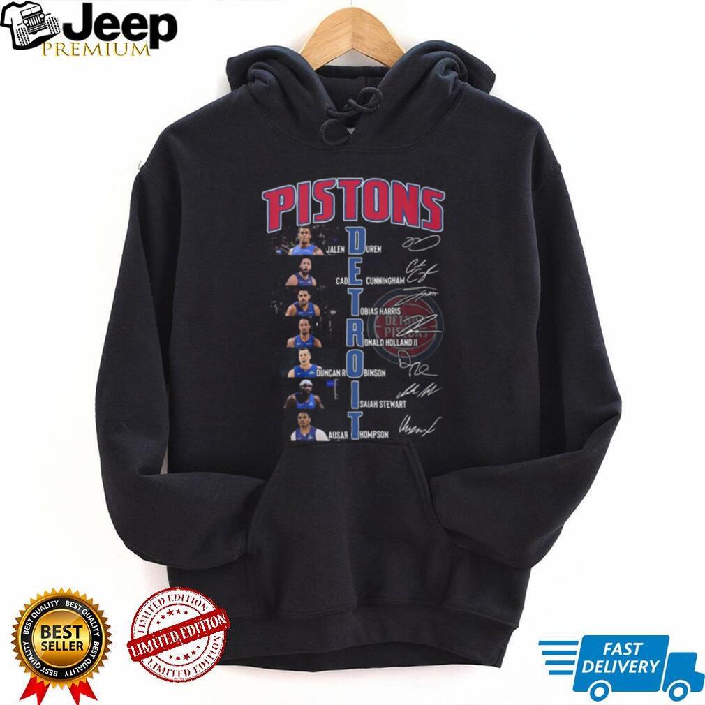 Detroit Pistons Team Roster Signatures Vertical Typography Basketball T Shirt