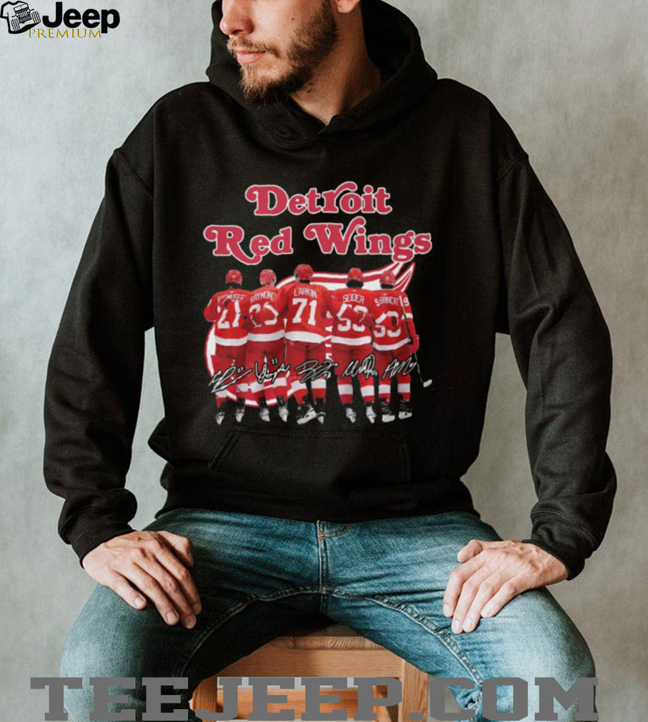 Detroit Red Wings Hockey Players Back View Names And Numbers Signature T Shirt