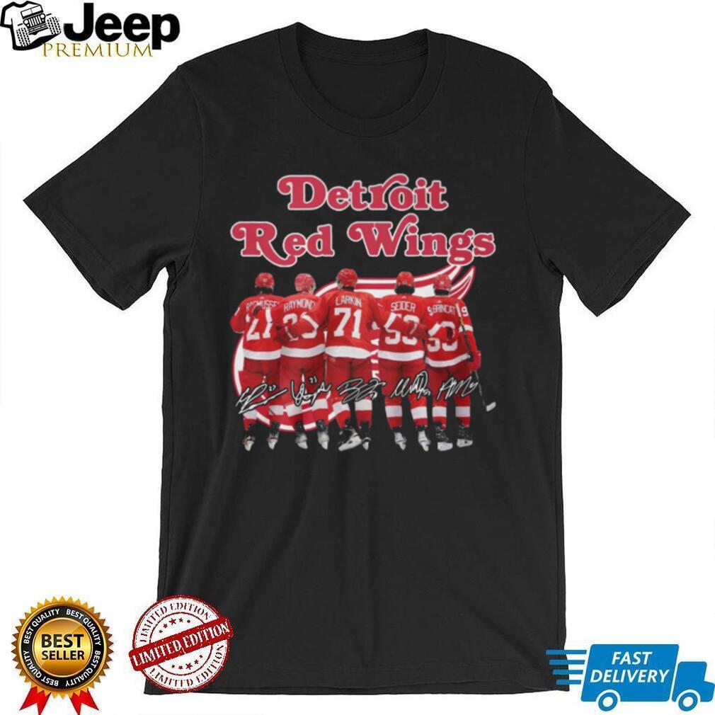 Detroit Red Wings Hockey Players Back View Names And Numbers Signature T Shirt