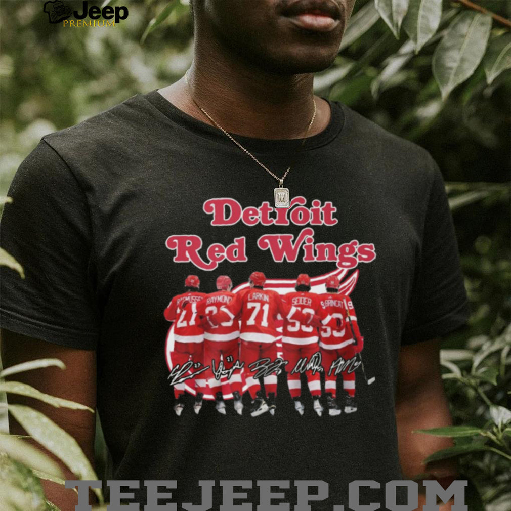 Detroit Red Wings Hockey Players Back View Names And Numbers Signature T Shirt