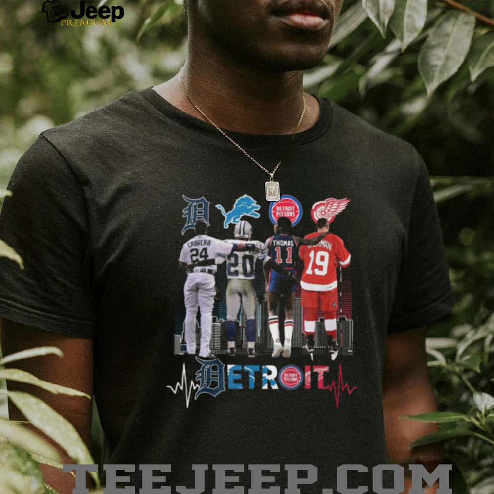 Detroit Sports Legends City Skyline T Shirt Cabrera Sanders Thomas Yzerman