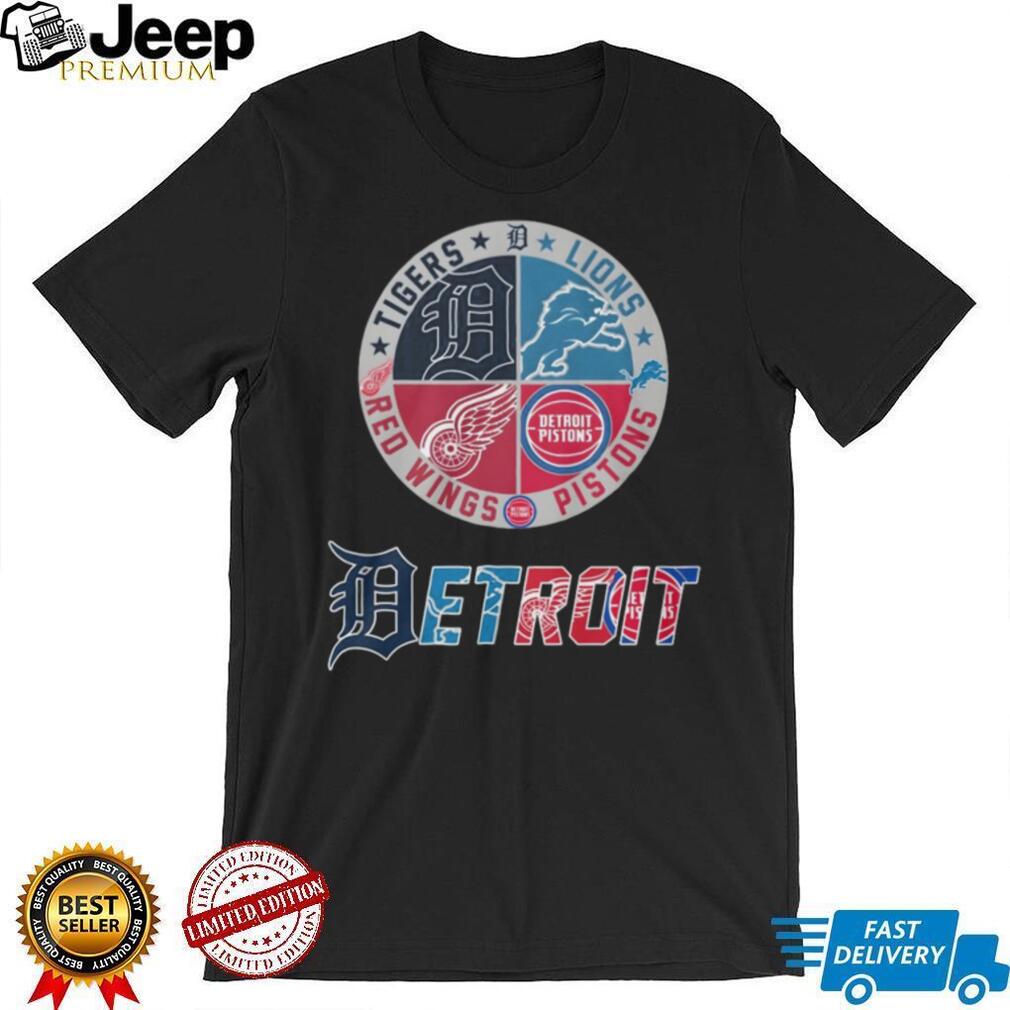 Detroit Sports Legends Tigers Lions Red Wings Pistons Logo T Shirt