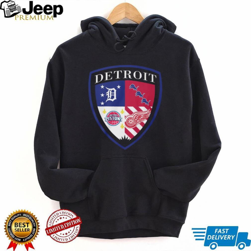 Detroit Sports Shield Heritage T Shirt Multi Team Fan Graphic T Shirt