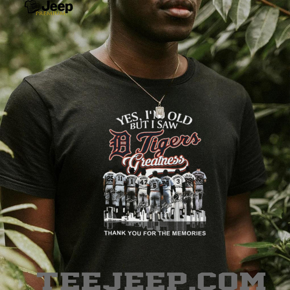 Detroit Tigers Greatness Legends Signature Skyline Baseball Fan T Shirt