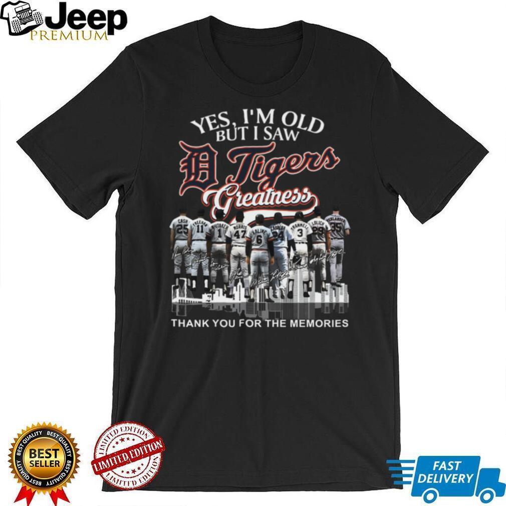 Detroit Tigers Greatness Legends Signature Skyline Baseball Fan T Shirt