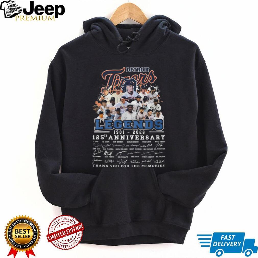Detroit Tigers Legends 125th Anniversary 1901 2026 Signatures History T Shirt