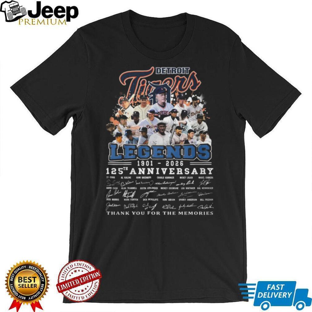 Detroit Tigers Legends 125th Anniversary 1901 2026 Signatures History T Shirt