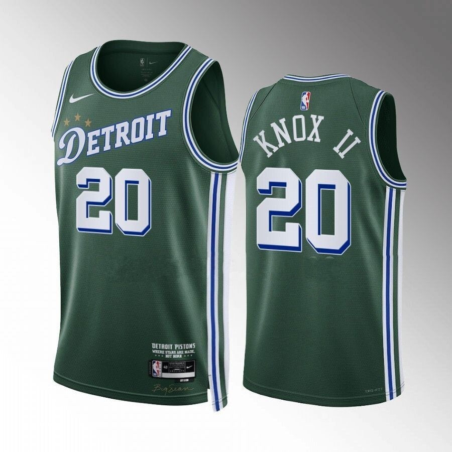 Detroit Pistons #20 Kevin Knox ii-2022-23-city-edition-green-jersey