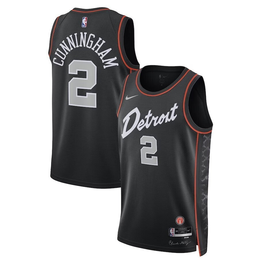 Detroit Pistons #2 Cade Cunningham Unisex 2023 24 Swingman Jersey - Black - City Edition