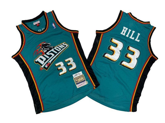 Detroit Pistons #33 Grant Hill Pistons 33 # Green 98-99 Season Mitchell Retro Jersey --. Hill Style 1