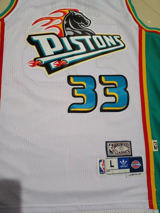 Detroit Pistons #33 Grant Hill Pistons 33 # Hill White Retro Jersey Style 3