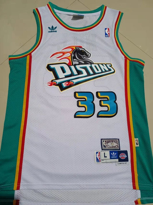 Detroit Pistons #33 Grant Hill Pistons 33 # Hill White Retro Jersey Style 4