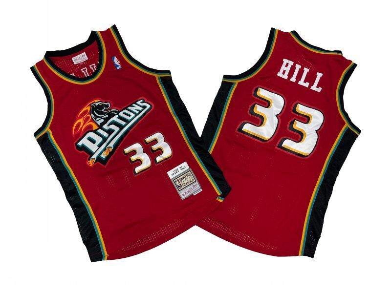 Detroit Pistons #33 Grant Hill Pistons 33 # Red 99-00 Season Mitchell Retro Jersey --. Hill Style 2